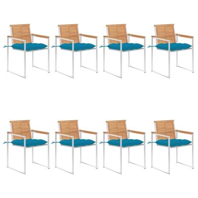 Tuinstoelen 8 st met kussens massief teakhout
