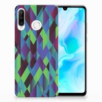 Huawei P30 Lite | TPU Hoesje | Abstract Green Blue - thumbnail