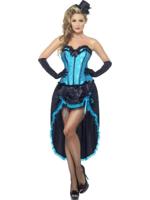 Blauwe Burlesque danseres kostuum - thumbnail