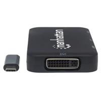 Manhattan 152600 USB Adapter [1x USB-C stekker - 1x DVI-bus 24+5-polig, DisplayPort bus, HDMI-bus, VGA-bus] Zwart 8.00 cm - thumbnail