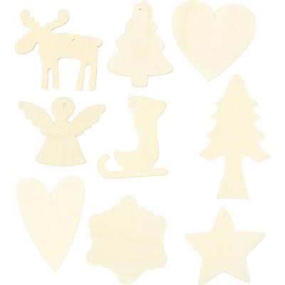 Creativ Company Versier je houten kerst hangers, 72st.
