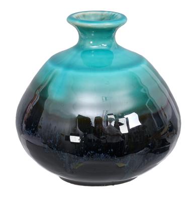 Handgemaakte Vaas Zwart/Azure - Keramiek 8.5 x 9cm Handgemaakte Vaas Zwart/Azure - Keramiek 8.5 x 9cm