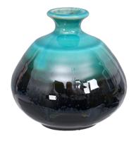 Handgemaakte Vaas Zwart/Azure - Keramiek 8.5 x 9cm - thumbnail