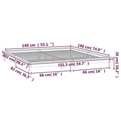 Bedframe LED massief hout 140x190 cm - thumbnail