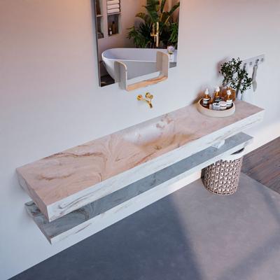 MONDIAZ ALAN-DLUX 200cm planchet Frappe. Vrijhangende wastafel CLOUD midden zonder kraangat, kleur Frappe. MONDIAZ ALAN-DLUX 200cm planchet Frappe. Vrijhangende wastafel CLOUD midden zonder kraangat, kleur Frappe.