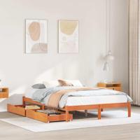 Bed met matras massief grenenhout wasbruin 140x190 cm - thumbnail