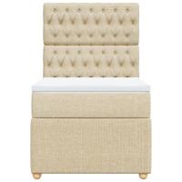 Boxspring met matras stof crèmekleurig 90x200 cm - thumbnail
