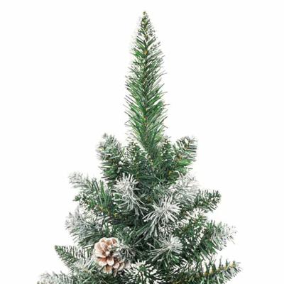 VidaXL Kunstmatige slanke kerstboom met 300 led groen en wit 180 cm