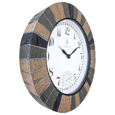 Weerbestendige buitenklok - met thermometer - 43,5 cm - polyresin - Aster Large