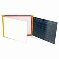 Houten tafel drieluik 3 gezichten (1 magnetisch en 2 met krijt) - thumbnail