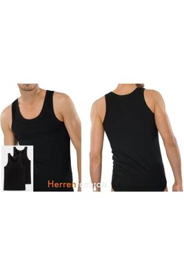 2-Pack heren hemden - Authentic - Elastisch katoenen mannen onderhemd - Singlet heren - Zwart - Wit - L - L