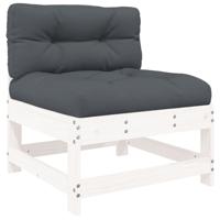 10-delige Loungeset met kussens massief hout wit - thumbnail