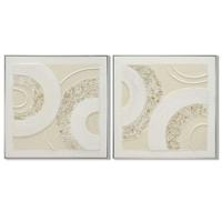 Schilderij Home ESPRIT Wit Beige Abstract Scandinavisch 82 x 4,5 x 82 cm (2 Stuks) - thumbnail