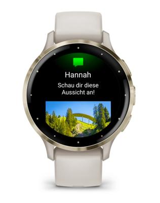 GARMIN Venu 3S GPS Smartwatch, 30,4 mm (1,2), zacht goudkleurig staal, ivoren kast en ivoren siliconen band