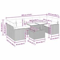 8-delige Loungeset met kussens poly rattan zwart - thumbnail