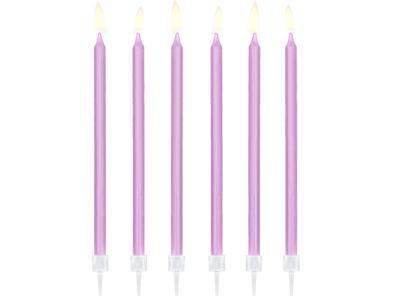 Taartkaarsjes lila 14cm - 12 stuks