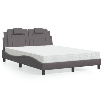 Bed met matras kunstleer grijs 120x200 cm - thumbnail