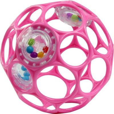 BRIGHT STARS Oball Easy-Grip Rattle BPA-vrij babyspeelgoed in roze, voor pasgeborenen +