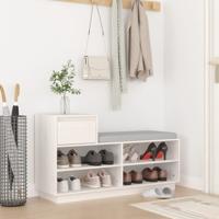 VidaXL Schoenenkast 110x34x61 cm massief grenenhout wit - thumbnail