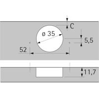 Potscharnier Sensys 8657, z.insprong TH 52, Basis 12.5mm - thumbnail