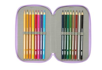 Driedubbele Pennenzak Unicorn Academy Lila 12,5 x 19,5 x 5,5 cm 37 Onderdelen