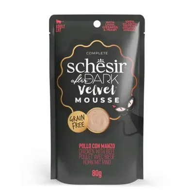 Schesir after dark Velvet mousse kip en rund 80g Schesir after dark Velvet mousse kip en rund 80g