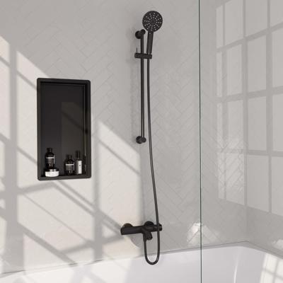 Opbouwset Bad- en Douchekraan Brauer Black Edition Thermostatisch Met Glijstang En Handdouche 3 Standen Mat Zwart