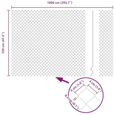 VidaXL Kettenschakelhek grijs 10 x 1,2 m staal
