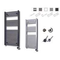 Elektrische Design Radiator Sanicare Plug & Play 111,8x60 cm Inox Look 730 Watt Met Zwarte Thermostaat Links Sanicare - thumbnail