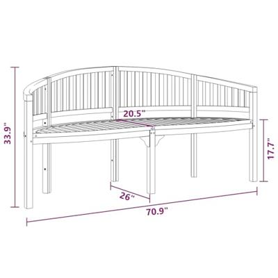 Bankje banaanvormig 180 cm massief teakhout