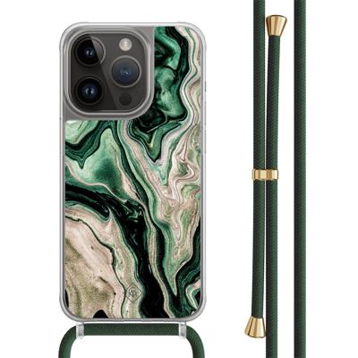 iPhone 13 Pro hoesje met groen koord - Green waves iPhone 13 Pro hoesje met groen koord - Green waves