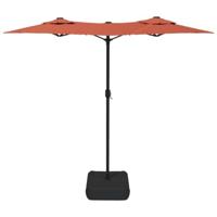 Parasol dubbel dak met LED's 316x240 cm terracottakleurig - thumbnail