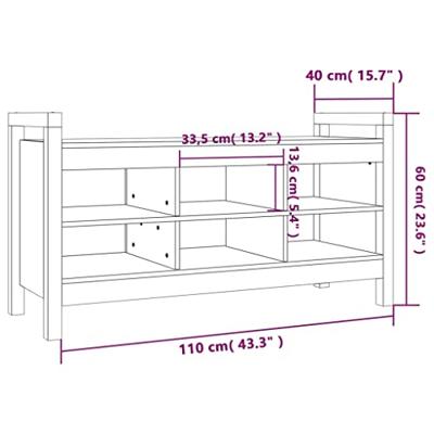 Halbankje 110x40x60 cm massief grenenhout grijs - thumbnail