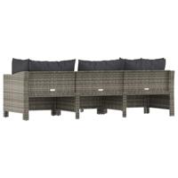 4-delige Loungeset met kussens poly rattan grijs - thumbnail