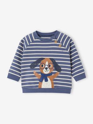 Gestreept sweatshirt van molton baby blauw, gestreept Gestreept sweatshirt van molton baby blauw, gestreept