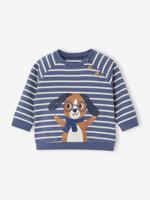 Gestreept sweatshirt van molton baby blauw, gestreept - thumbnail