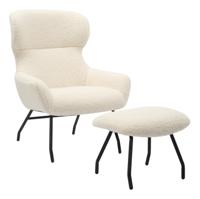 Artistiq Fauteuil 'Ashten' Met hocker, Teddy, kleur Beige - thumbnail