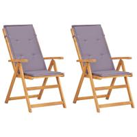 Tuinstoelen 2 st verstelbaar massief acaciahout bruin - thumbnail