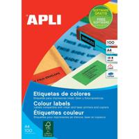 Apli Gekleurde etiketten ft 105 x 37 mm (b x h), rood, 1.600 stuks, 16 per blad, doos van 100 blad - thumbnail