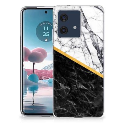Motorola Edge 40 Neo | TPU | Siliconen hoesje | Marmer Wit Zwart - Origineel Cadeau Man
