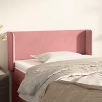 Hoofdbord met randen 93x16x78/88 cm fluweel roze - thumbnail