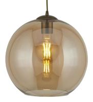 Searchlight Glazen hanglampBalls Ø 25cm messing met amber glas - 1621AM - thumbnail