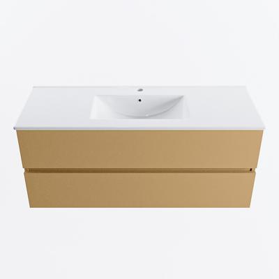 MONDIAZ VICA 120cm badmeubel onderkast Oro 2 lades. Wastafel DENIA midden 1 kraangat, kleur Glanzend Wit.