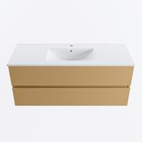 MONDIAZ VICA 120cm badmeubel onderkast Oro 2 lades. Wastafel DENIA midden 1 kraangat, kleur Glanzend Wit. - thumbnail