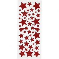 Creativ Company Glitterstickers, sterren, vel 10x24 cm, ca. 110 stuk, rood, 2 vel/ 1 doos - thumbnail