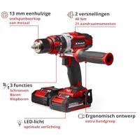Einhell Power X-Change TE-CD 18/48 Li-i (2x2,0Ah) Accu-klopboor/schroefmachine 2 snelheden Incl. 2 accus, Incl. koffer - thumbnail
