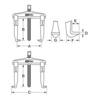 KS Tools 6200707 Hydraulische poelietrekker Aantal haken: 2 - thumbnail