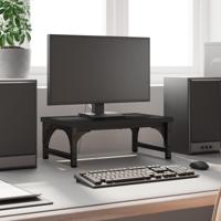 VidaXL Monitorstandaard 37x23x14 cm bewerkt hout zwart - thumbnail