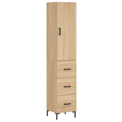 Hoge kast 34,5x34x180 cm bewerkt hout sonoma eikenkleurig