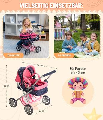 Kleine Poppenwagen Smarty - Confetti Pink Kleine Poppenwagen Smarty - Confetti Pink